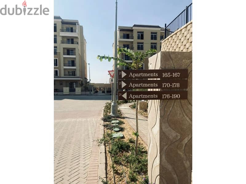Apartment 105 sqm  with a down payment and one year’s installments, in a special location in Sarai compound  Al Mostakbal City 10