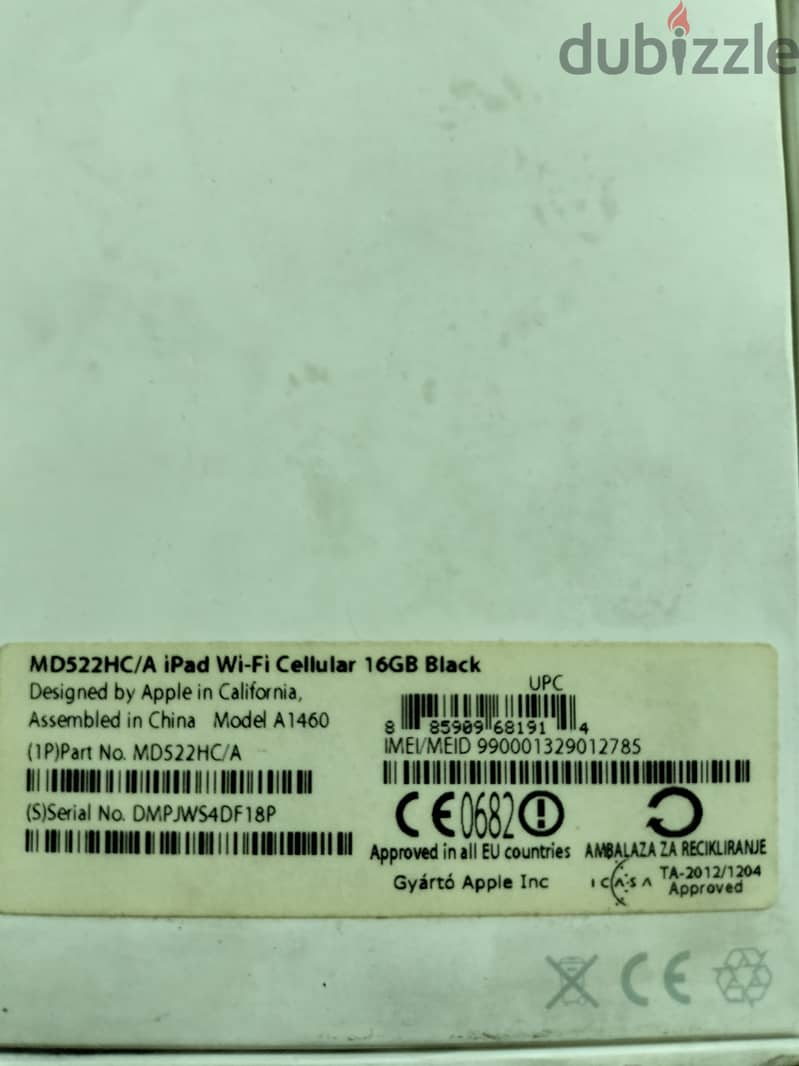Apple iPad with Retina Display 16GB 4th Gen, Wi-Fi Cellular, Black , 7