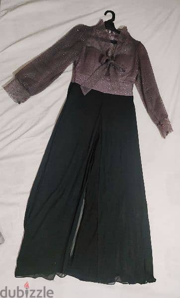 فستان سواريه حريمي قطعة واحدة عبارة عن جامب سوت ، اللون أسود وموف 2