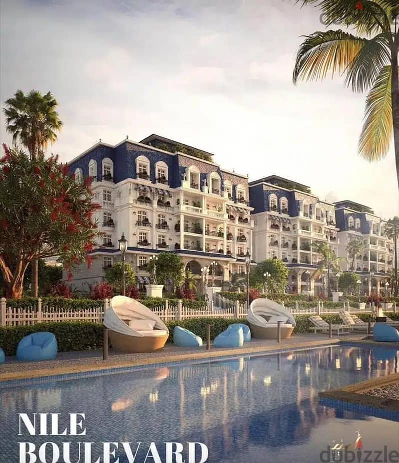 Apartment for sale, fully finished, in Nile Boulevard Compound, 200 meters (4 bedrooms), at the lowest price in the Fifth Settlement, with facilities 5