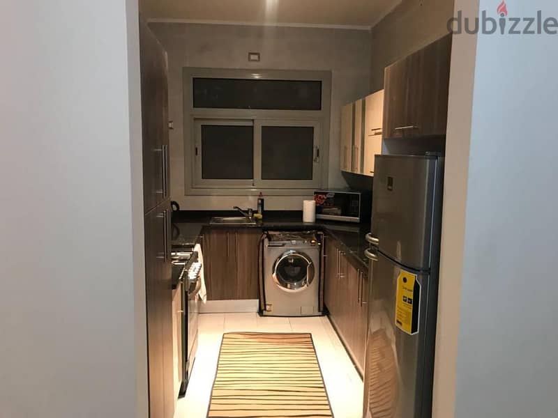 For rent || Fully furnished ground floor studio with terrace - Ultra Super Lux in Village Gate Compound next to the American University - Fifth Settle 5