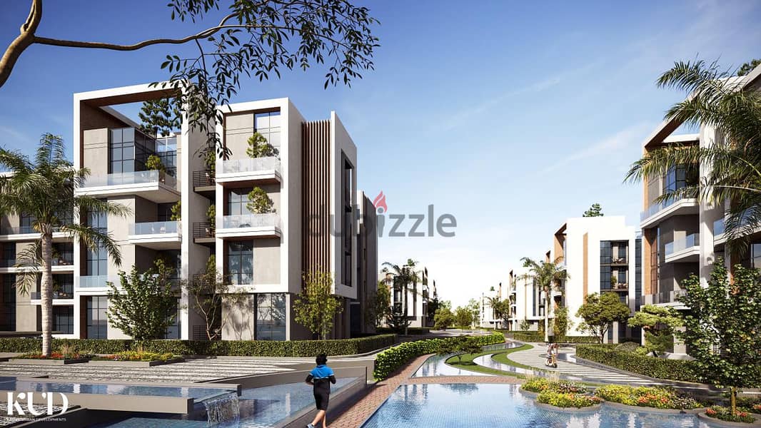 With a 7% down payment, own your 215 sqm apartment in the MidGard Compound in Sheikh Zayed, next to New Zayed, on the Cairo-Alexandria Desert Road, an 1