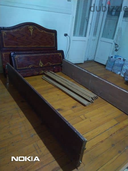 سرير 120*200 خشب طبيعى بالملة والمدادات 1