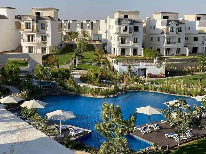 I-Villa Roof Corner 4rooms for sale in New Cairo, aliva Mountain View Compound, Mostakbal City, installments over 9 years, direct view on  lagoons 28