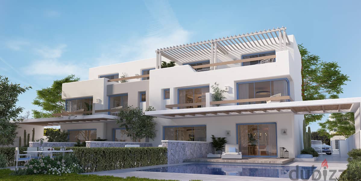 townhouse 180 sqm bahery on the third terrace 27 meters above sea level, you can see the sea and a lagoon in the Mountain View lvls north coast 7