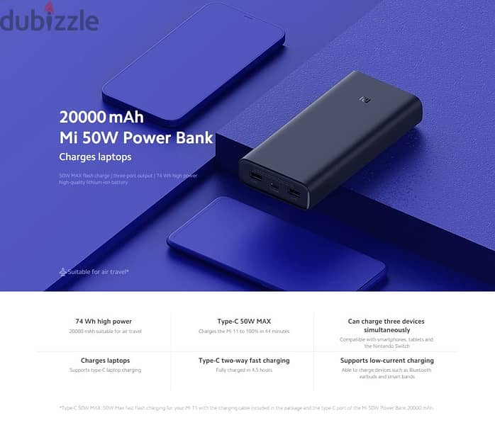 Mi 50W MAX flash charge Power Bank 20000 mAh - Black 2