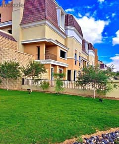 S villa for sale, corner, 4 rooms, Sarai Compound, New Cairo, next to Madinaty, on the Suez Road, in installments over 8 years, with a 120% discount \