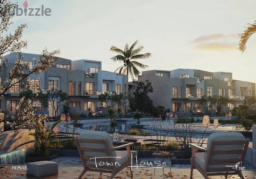 Townhouse 268 meters with garden 78 meters Overlooking Landscape & Lagoon in Khaled Sabry Compound 1
