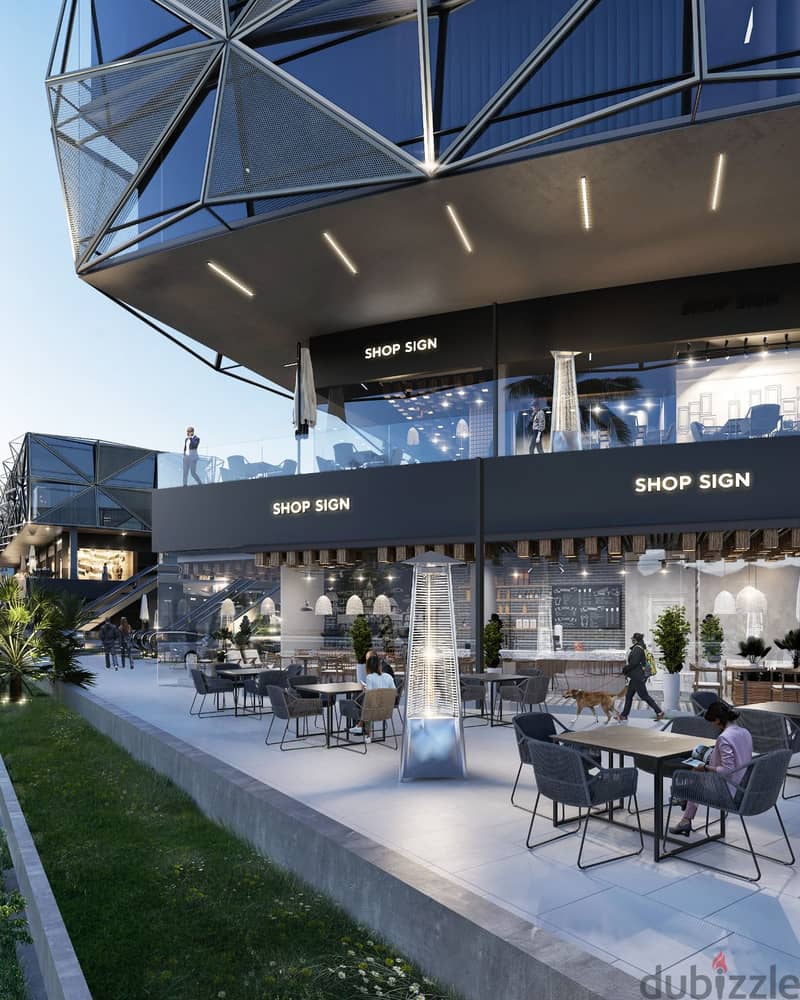 Restaurant or cafe, 78 meters, ground floor, directly on the northern 90th, Fifth Settlement, in front of Waterway, with a 10% down payment and paymen 1