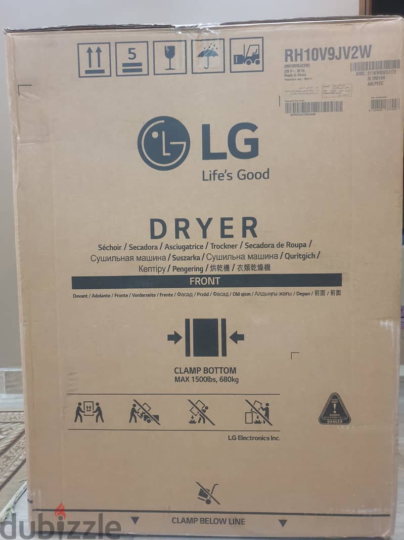 مجفف ال جي كوري 10.1 كيلو لون اسود موديل RH10V9JV2W LG Dryer 1