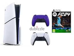 PS5 Slim 1TB CD +2 controllers + FC24 + vertical base