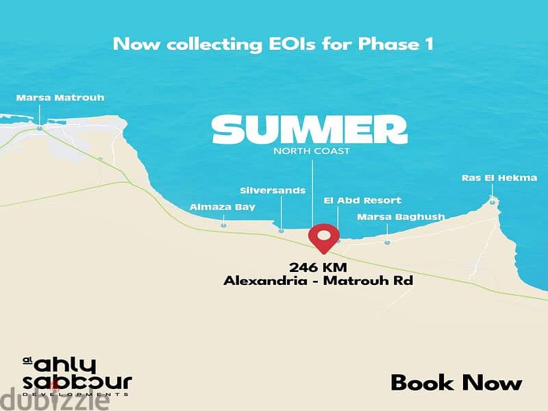 With a 10% down payment, I own a chalet with Al Ahly Sabbour in Ras El Hekma in equal installments Summer 6