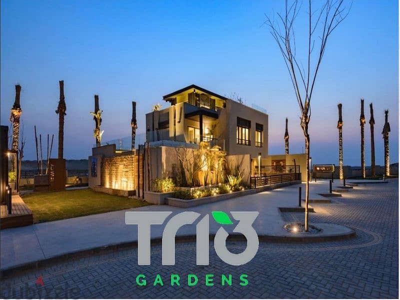 شقة للبيع  ريسيل بحري  فيو مفتوح علي لاند سكيب في كمبوند تريو جاردنز التجمع الخامس trio gardens 1