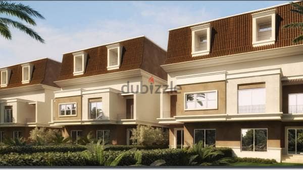 For sale townhouse 205 sqm, 42% discount, 5 rooms, next to the American University, New Cairo, Sarai New Cairo Compound 3