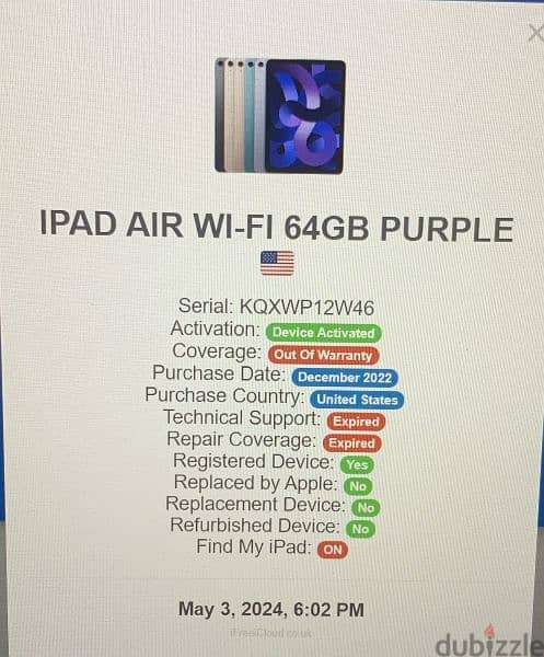 i pad air 5_64 g. wifi . m1.100% battery. lock icloud 6