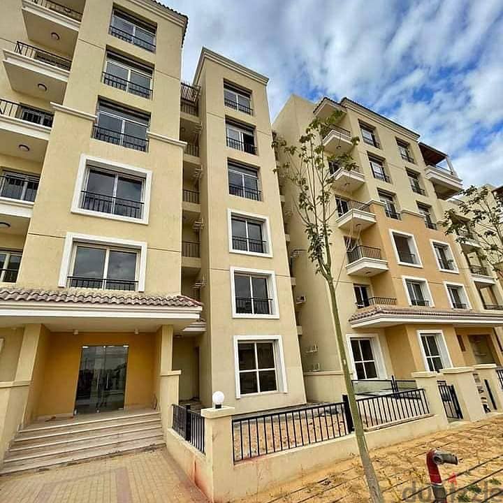 Ground floor apartment 111 sqm + garden 129 sqm, 42% discount in the Fifth Settlement, directly on the Suez Road, Sarai New Cairo Compound 5