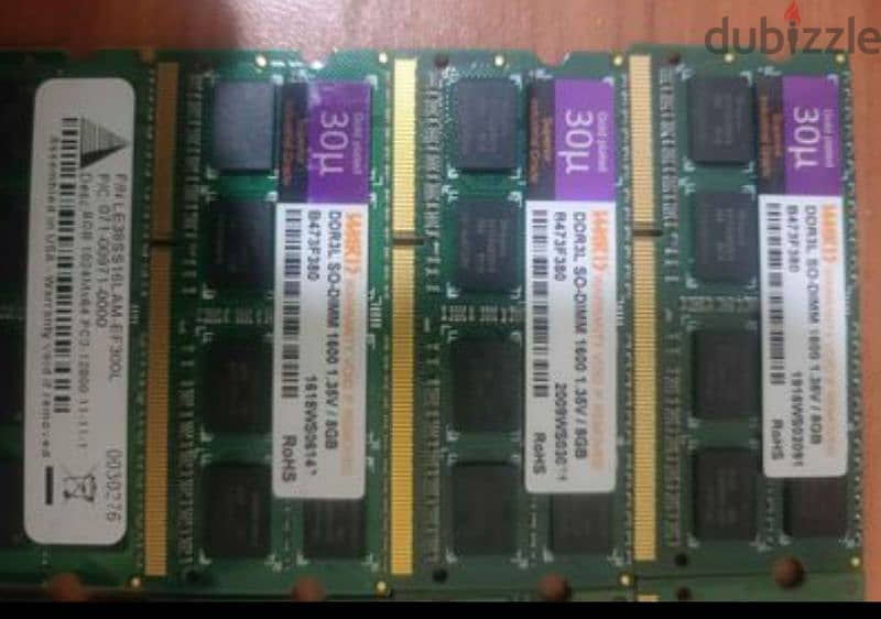 6 قطع رامات لاب توب ddr3  12800s بحالة الزيرو 2