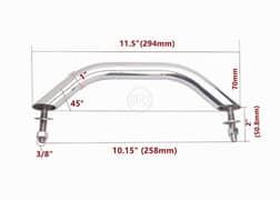 Boat Handrail Grab Handle - 8 inch 20cm Long - Polished Hand Rail with 0