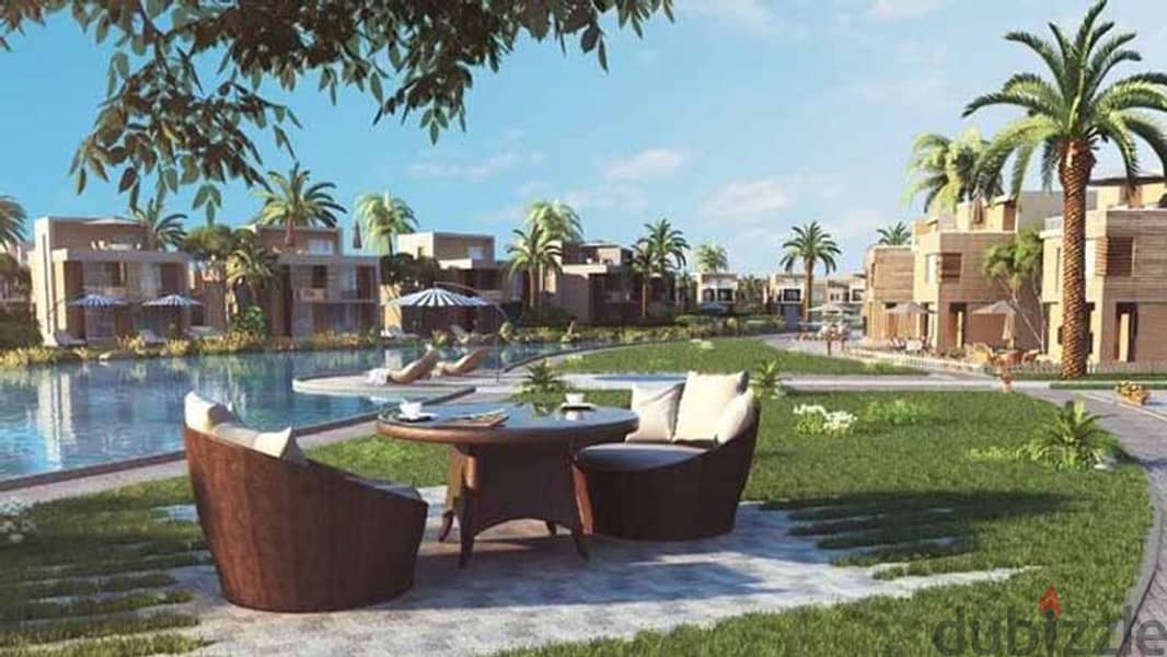 Ground apartment 112 m with garden for sale In Sarai Compound, New Cairo Cash discount 38% سراي 3