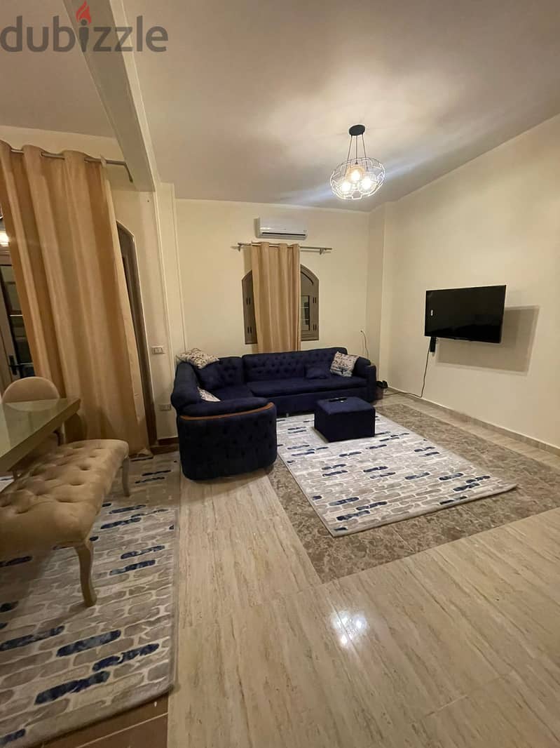 Furnished apartment for rent in El Banafseg 2, Ahmed Shawky and Youssef El Sebaei axis, next to Chillout Mall, Al-Rehab & Starbucks, Fifth Settlement 9