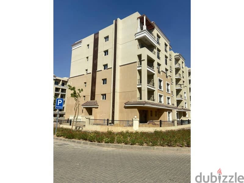 For sale, an apartment with a garden 165 sqm special location, ready to move, in Sarai compound Mostakbal City 9