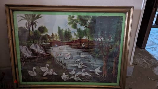 برواز خشب برسمة لمنظر طبيعي (به كسر بسيط)