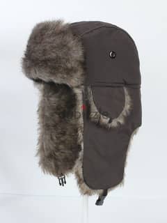 Coffee coloured plush lined fleeced trapper hat (unisex)