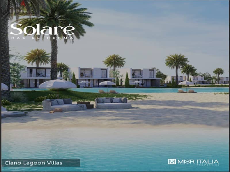 Own a chalet with a private garden area and a lagoon view, fully finished, in Ras El Hekma, with a 5% down payment - Solar | Misr Italy 2