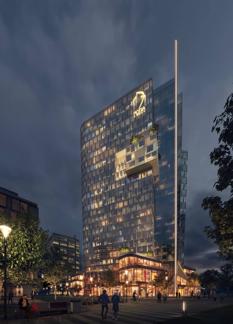 60-meter office, finished with air conditioners, at a 15% discount with the lowest monthly installment - in the first tourist tower in the tourist tow 4