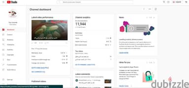 قناة يوتيوب مفعلة دخل 11.900 مشترك
