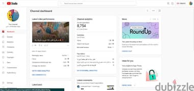 قناة يوتيوب مفعلة دخل 8.700 مشترك