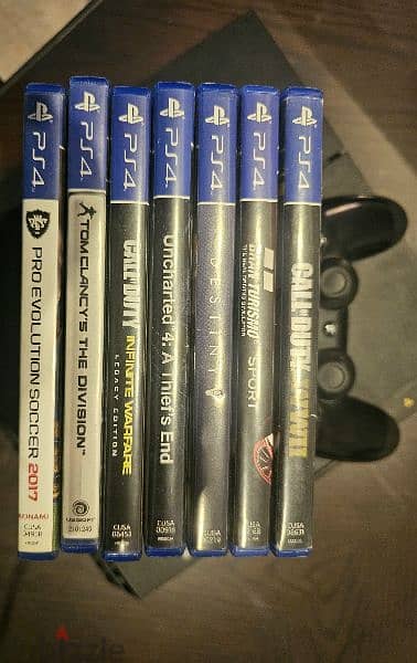 USED PS4 Fat 500 GB + 1  PRO Controller + 7 CD GAMES + NEW HEADSET 10