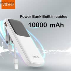 Vidvie power bank 10000MAH built in cables