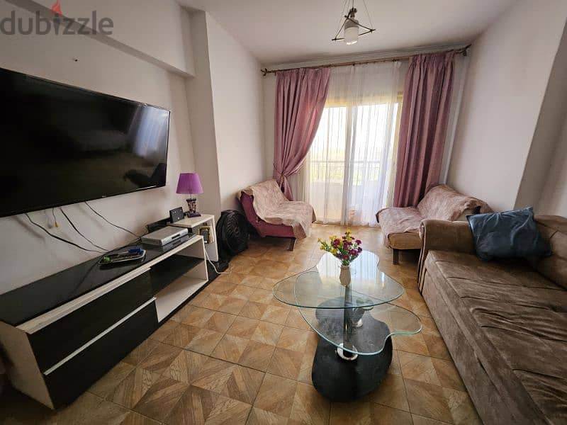 2 bedrooms apartment with 2 balconies  in front of Montazah garden 1