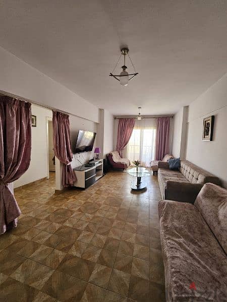 2 bedrooms apartment with 2 balconies  in front of Montazah garden 2