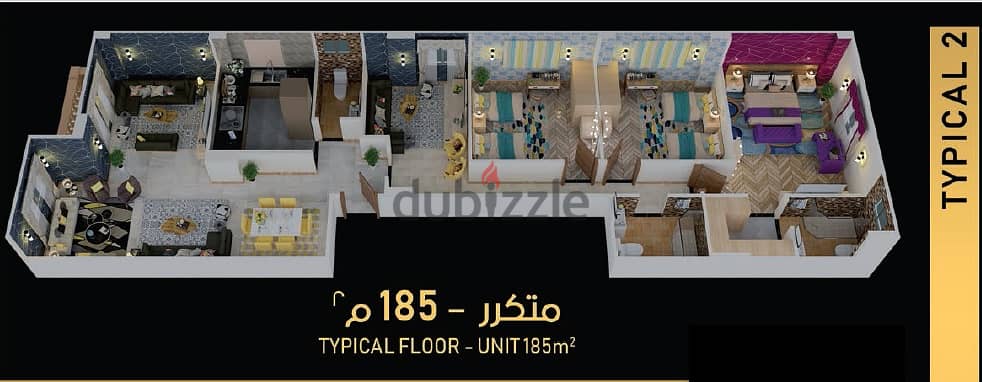 Apartment for sale  في الاندلس الجديدة  التجمع الخامس in new andalus fifth settlement 185m fully finished ready to move3 bedroom 2bathroom 2