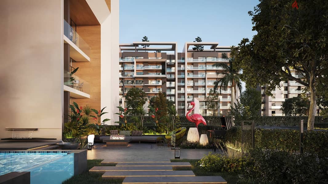 Own a 165-meter, 3-bedroom apartment with a garden view at a competitive price, with a 10% down payment in City Oval 5