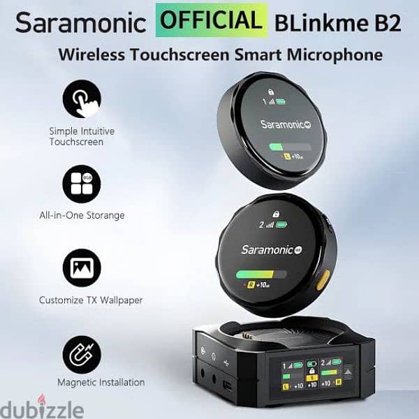 مايك تصوير ويرليس  شاشة تاتش احترافي + عزل ضوضاء saramonic blink me b2 1