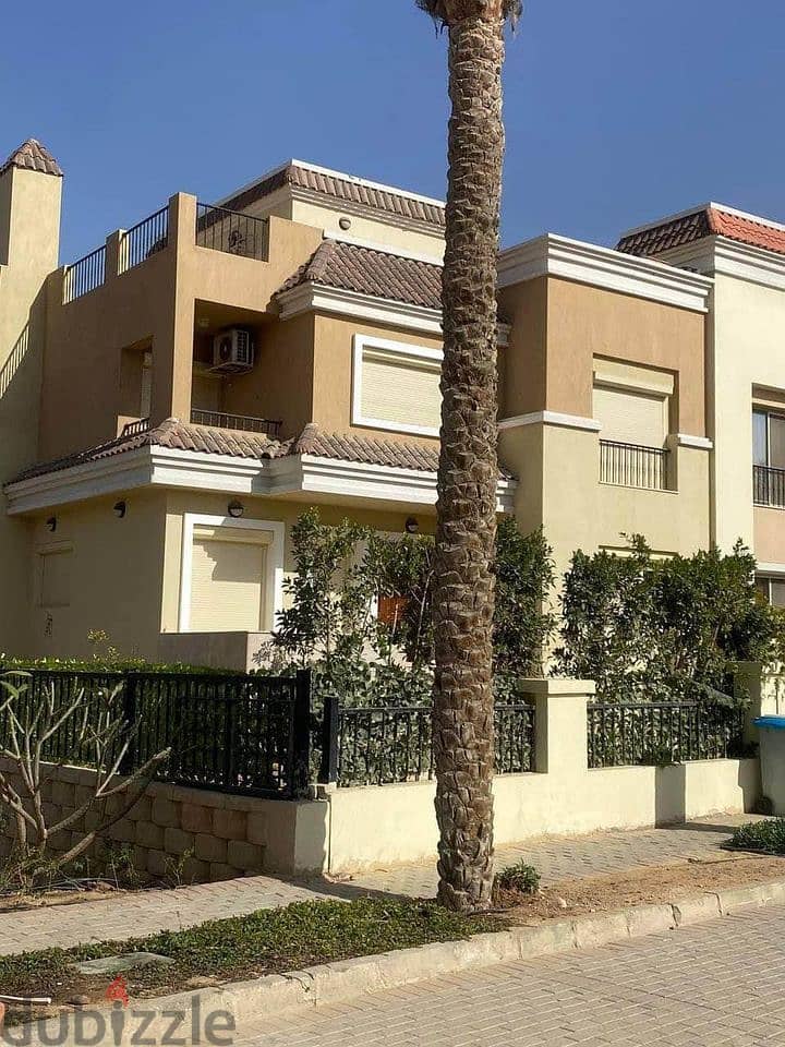 own with42% discount townhouse villa for sale in sarai new cairo , with long term installments plan (5bedrooms +nannys)prime location corner on lagoon 9