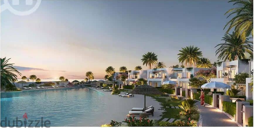 Ground chalet with garden for sale finished first row on the lagoon in the village of Seashore North Coast near Sidi Abdel Rahman in installmens8years 9
