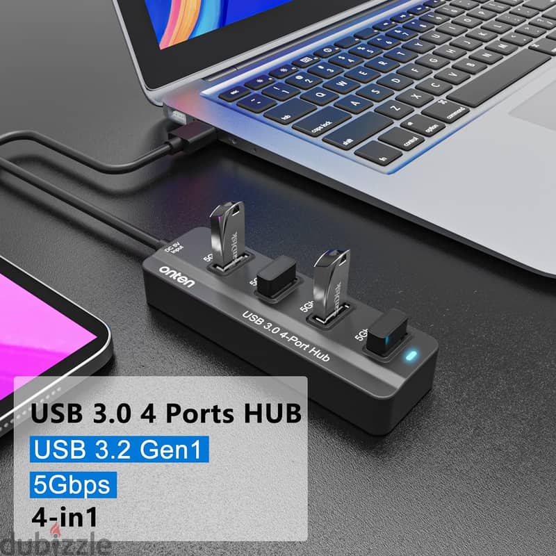 ONTEN 4 Port USB 3.0 HUB with 1M Cable 1