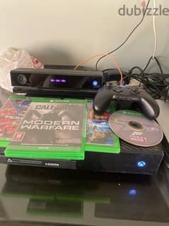 xbox 1 with kinect camera and 6 games and a very good case controller