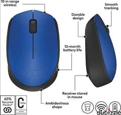 Logitech M171 Wireless Mouse - Blue ماوس