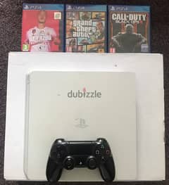 PS4 Slim White + 5 games for sale due to travelling