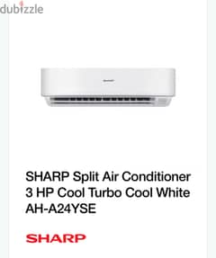 SHARP Split Air Conditioner 3 HP Cool Turbo Cool White