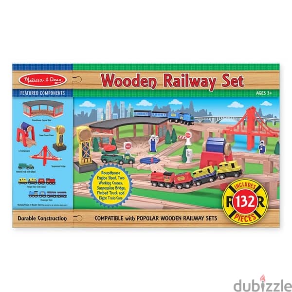 Wooden Railway Set - Melissa & Doug Brand 0