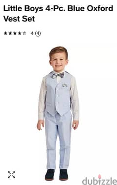 Little Boys 4-Pc. Blue Oxford Vest Set