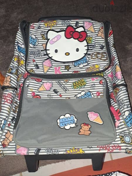 Hello Kitty Backpack Trolley with small bag 0