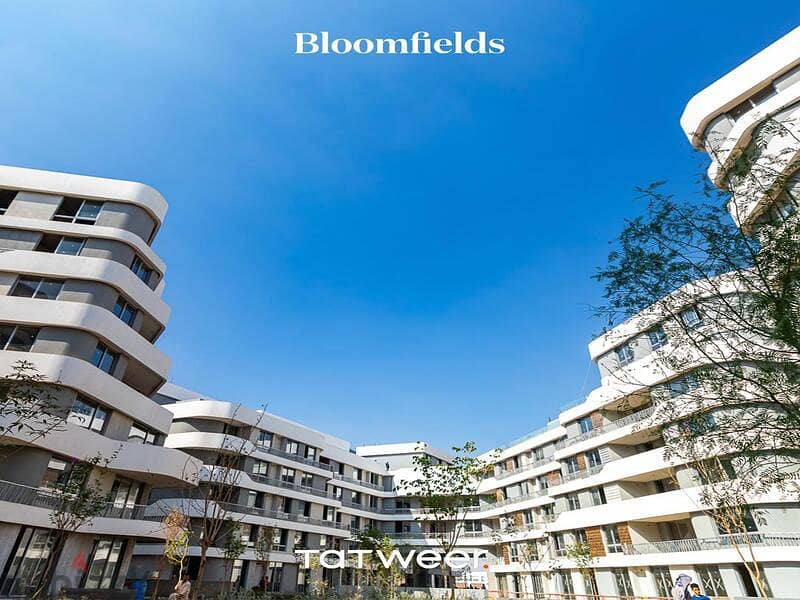 شقة استلام فوري للبيع بموقع متميز في بلوم فيلدز بمقدم وتقسيط وتقسيط في المستقبل سيتي التجمع الخامس Bloomfields 3