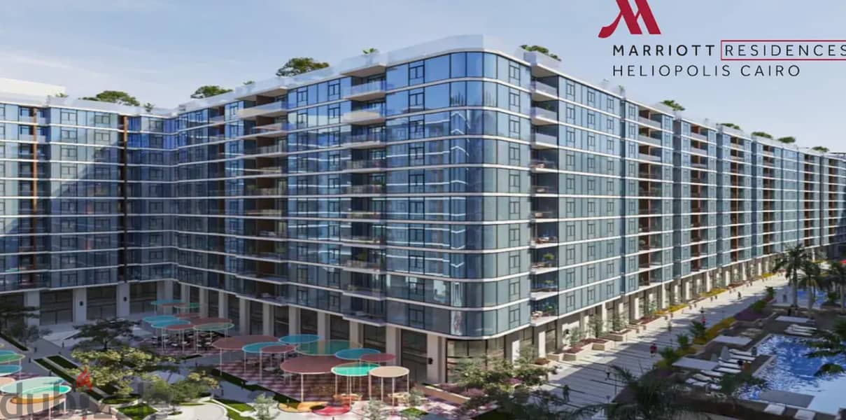 For sale, hotel apartment managed by Marriott Hotel, with installments for 6 years, in Marriott Residence project, next to City Center Almaza 4